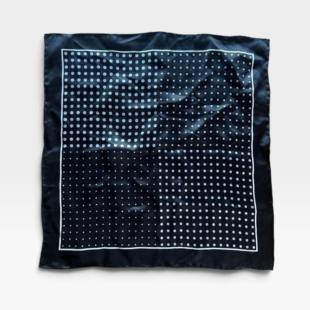 Club Room Men's 100% Silk Pocket Square Black Polka Dot